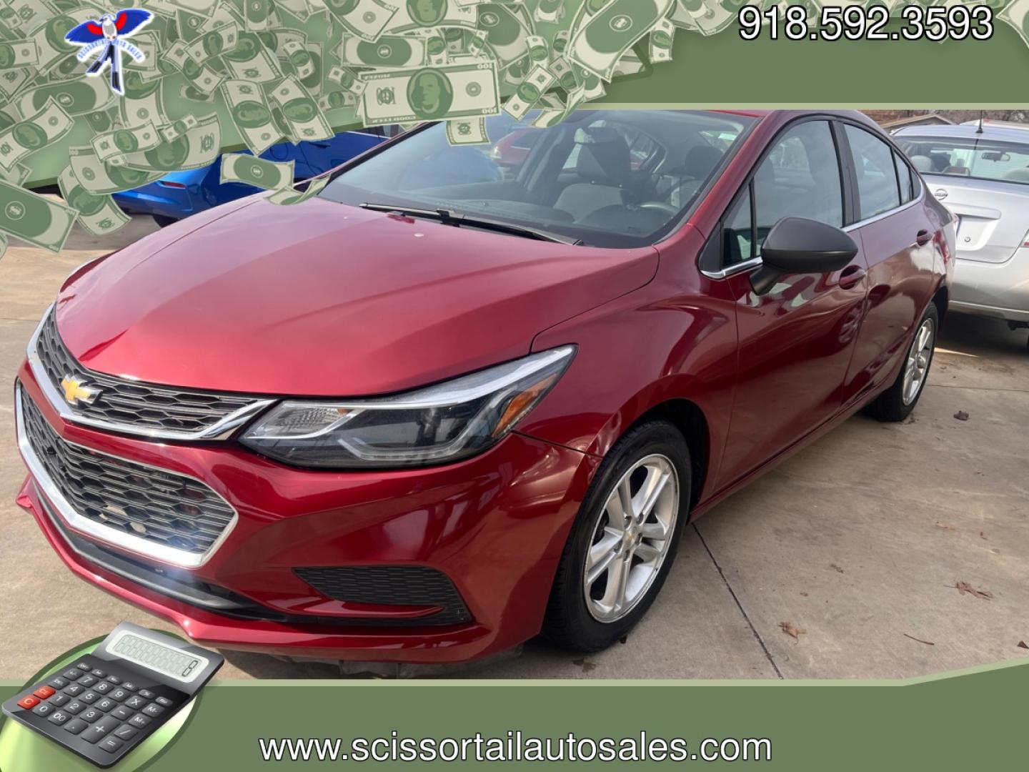 2017 RED CHEVROLET CRUZE LT LT Auto (1G1BE5SM8H7) with an 1.4L L4 DOHC 16V TURBO engine, 6A transmission, located at 8101 E. Skelly Dr., Tulsa, OK, 74129, (918) 592-3593, 36.121891, -95.888802 - Photo#0